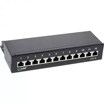 InLine Patch Panel Cat.6 12 Ports τοποθέτηση σε τραπέζι/τοίχο μαύρο RAL9005