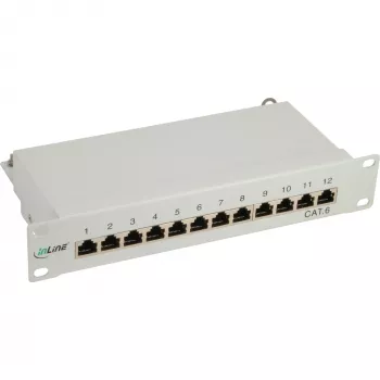 InLine 10 ιντσών Cat.6 Patchpanel 12 Ports 1U ανοιχτό γκρι RAL7035