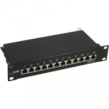 InLine Patch Panel 10 ιντσών Cat.6 12 Port 1U μαύρο RAL9005