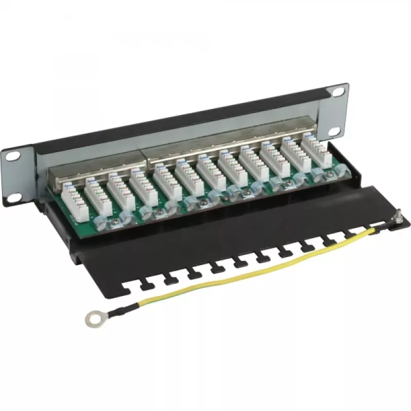 InLine Patch Panel 10 ιντσών Cat.6 12 Port 1U μαύρο RAL9005