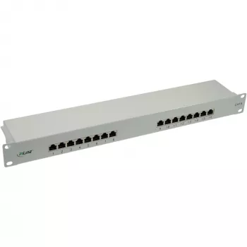InLine Patch Panel Cat.6 16 Port 19 ιντσών 1HE ανοιχτό γκρι RAL7035