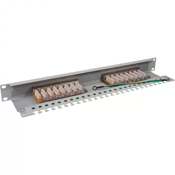 InLine Patch Panel Cat.6 16 Port 19 ιντσών 1HE ανοιχτό γκρι RAL7035