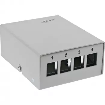 InLine Desktop-Konsolidierungspunkt-Box 4x Keystone RJ45, μεταλλικό, RAL7035