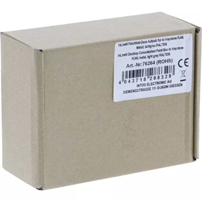 InLine Desktop-Konsolidierungspunkt-Box 4x Keystone RJ45, μεταλλικό, RAL7035