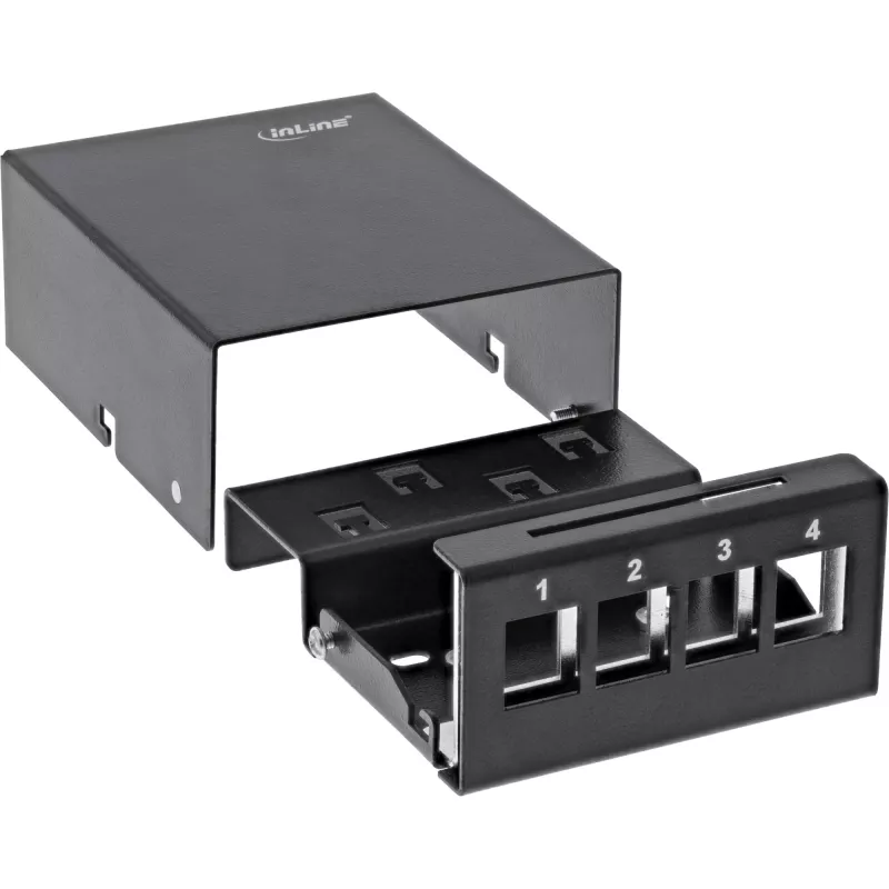 InLine Desktop-Konsolidierungspunktbox 4x Keystone RJ45, μεταλλικό, μαύρο RAL9005