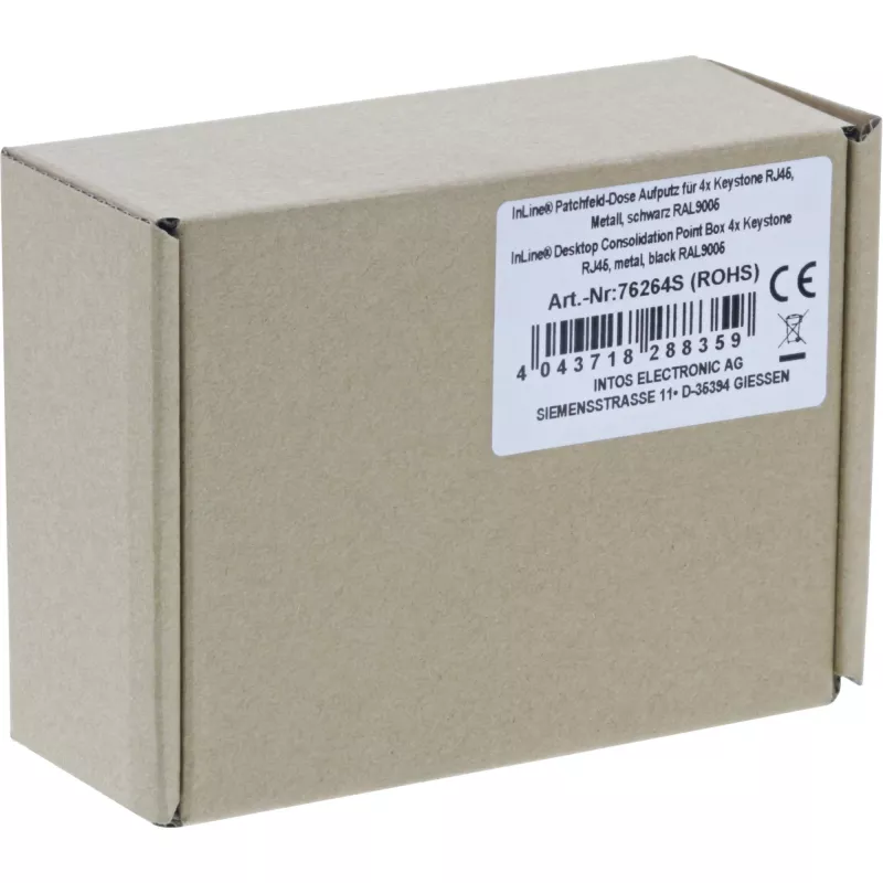 InLine Desktop-Konsolidierungspunktbox 4x Keystone RJ45, μεταλλικό, μαύρο RAL9005