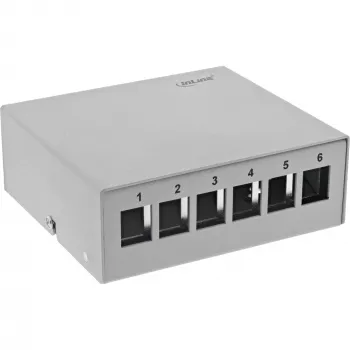 InLine Desktop Consolidation Point Box 6x Keystone RJ45, μεταλλικό, RAL7035