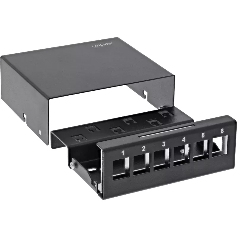 InLine Desktop-Konsolidierungspunkt-Box 6x Keystone RJ45, μεταλλικό, μαύρο RAL9005