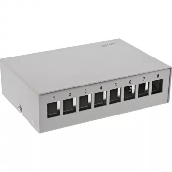 InLine Desktop-Konsolidierungspunkt-Box 8x Keystone RJ45, μεταλλικό, RAL7035