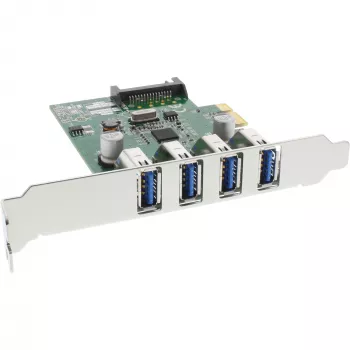 InLine USB 3.0 4 Port Host Controller PCIe με LP Blende και 4 Pin Aux. Τροφοδοτικό