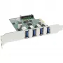 InLine USB 3.0 4 Port Host Controller PCIe με LP Blende και 4 Pin Aux. Τροφοδοτικό