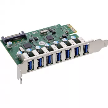 InLine USB-A 3.2 Gen.1 7 Port Host Controller PCIe, τροφοδοσία SATA