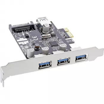 InLine 3+1-Port USB 3.0 Host-Controller, PCIe, με σύνδεση τροφοδοσίας SATA και LP-Blende