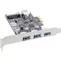 InLine 3+1-Port USB 3.0 Host-Controller, PCIe, με σύνδεση τροφοδοσίας SATA και LP-Blende