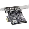 InLine 3+1-Port USB 3.0 Host-Controller, PCIe, με σύνδεση τροφοδοσίας SATA και LP-Blende