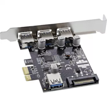 InLine 3+1-Port USB 3.0 Host-Controller, PCIe, με σύνδεση τροφοδοσίας SATA και LP-Blende