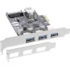 InLine 3+1-Port USB 3.0 Host-Controller, PCIe, με σύνδεση τροφοδοσίας SATA και LP-Blende