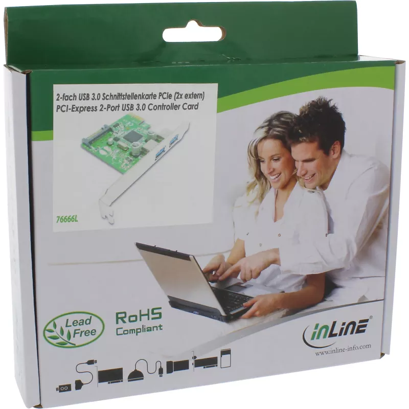 InLine Κάρτα Host Controller 2 Θυρών USB 3.0 με βοηθητικό σύνδεσμο τροφοδοσίας SATA PCIe