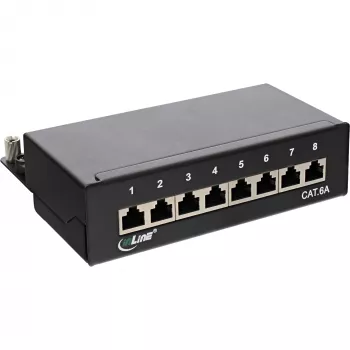 InLine Patch Panel Cat.6A Επιτραπέζιας/Επίτοιχης Τοποθέτησης 8 Θυρών μαύρο RAL9005