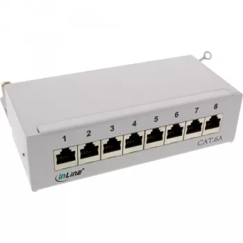 InLine Patchpanel Cat.6A Επιτραπέζιας/Επίτοιχης Τοποθέτησης 8 Θυρών ανοιχτό γκρι RAL7035