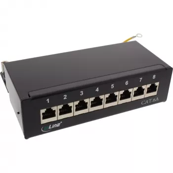 InLine Patch Panel Cat.6A Επιτραπέζιας/Επίτοιχης Τοποθέτησης 8 Θυρών μαύρο RAL9005