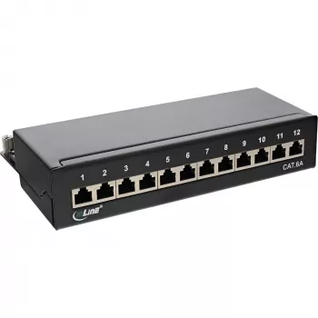 InLine Patch Panel Cat.6A Επιτραπέζιας/Επίτοιχης Τοποθέτησης 12 Θυρών μαύρο