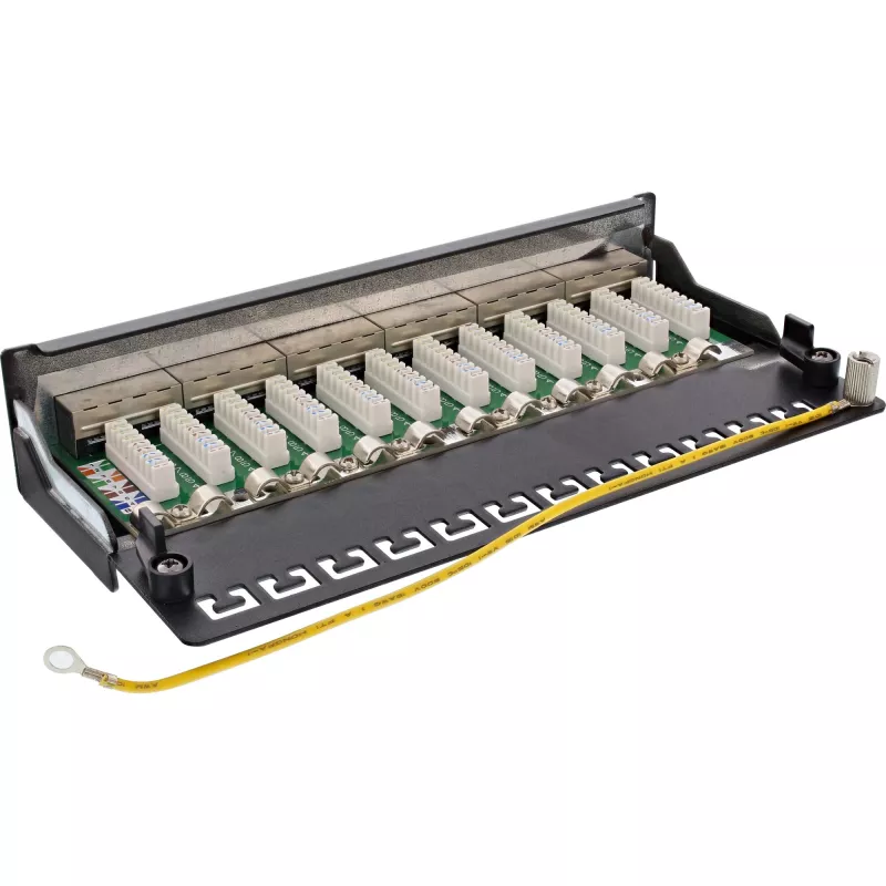 InLine Patch Panel Cat.6A Επιτραπέζιας/Επίτοιχης Τοποθέτησης 12 Θυρών μαύρο