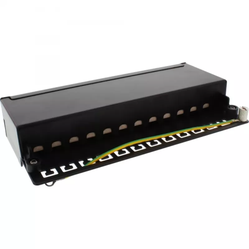InLine Patch Panel Cat.6A Επιτραπέζιας/Επίτοιχης Τοποθέτησης 12 Θυρών μαύρο RAL9005