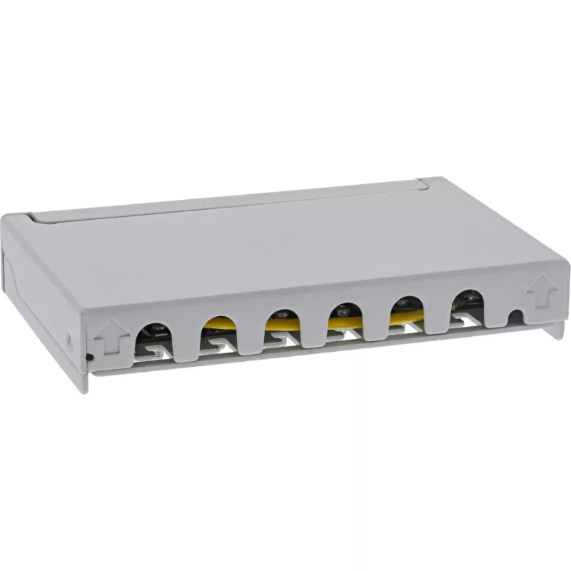 InLine Patchpanel Cat.6A 0,5HE 6-Port, επιτραπέζιο/τοίχου/ράγας, γκρι με προστασία σκόνης