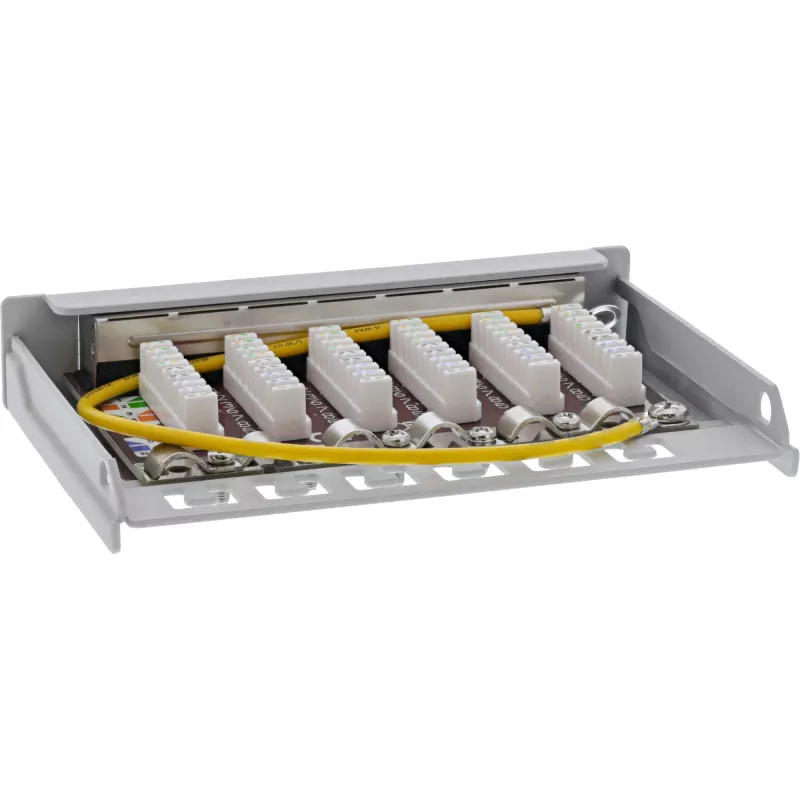 InLine Patchpanel Cat.6A 0,5HE 6-Port, επιτραπέζιο/τοίχου/ράγας, γκρι με προστασία σκόνης
