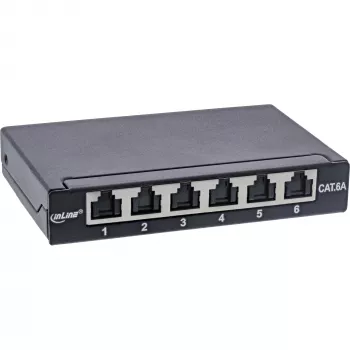 InLine Patchpanel Cat.6A 0,5U 6 Θυρών, Επιτραπέζιο/Επίτοιχο/Ράγας, μαύρο με προστασία σκόνης