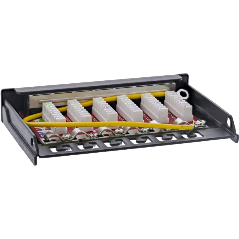 InLine Patchpanel Cat.6A 0,5U 6 Θυρών, Επιτραπέζιο/Επίτοιχο/Ράγας, μαύρο με προστασία σκόνης