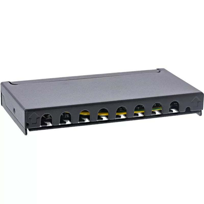 InLine Patch panel Cat.6A 0.5U 8 Θυρών, Επιτραπέζιο/Επίτοιχο/Ράγας, μαύρο, προστασία σκόνης