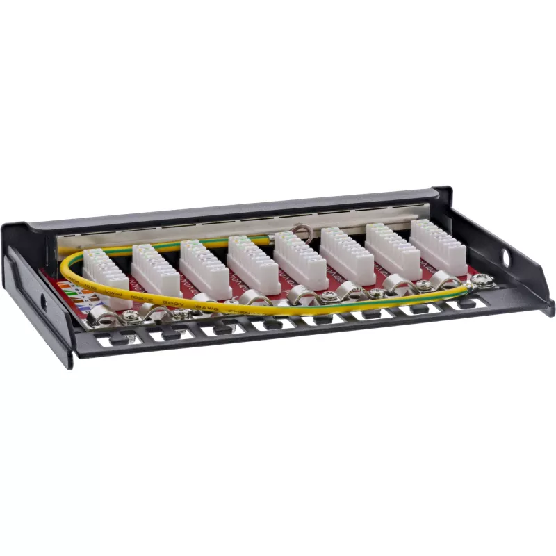 InLine Patch panel Cat.6A 0.5U 8 Θυρών, Επιτραπέζιο/Επίτοιχο/Ράγας, μαύρο, προστασία σκόνης