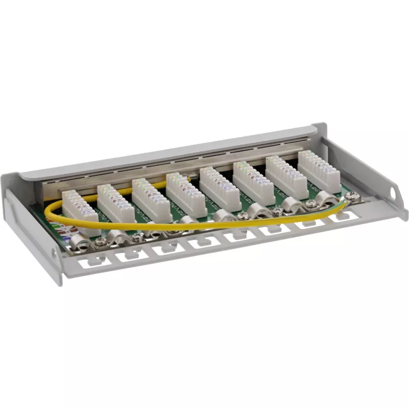 InLine Patchpanel Cat.6A 0,5HE 8-Port, επιτραπέζια/επίτοιχη τοποθέτηση ανοιχτό γκρι RAL7035