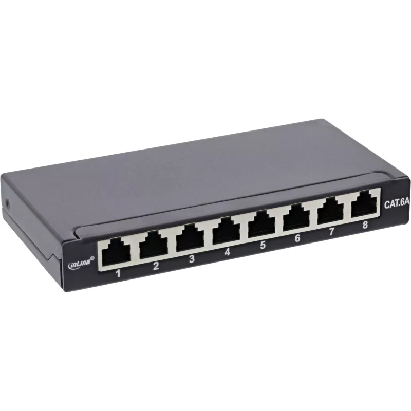 InLine Patchpanel Kat.6A 0,5HE 8-Port, επιτραπέζια/επίτοιχη τοποθέτηση μαύρο RAL9005
