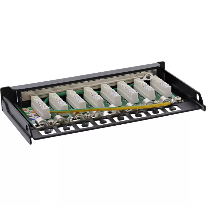 InLine Patchpanel Kat.6A 0,5HE 8-Port, επιτραπέζια/επίτοιχη τοποθέτηση μαύρο RAL9005