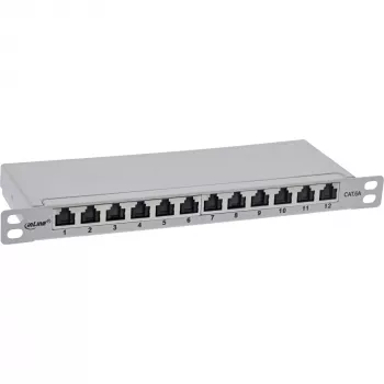 InLine Patchpanel 10 ιντσών Cat.6A 0,5HE 12-Port, με προστασία σκόνης, γκρι