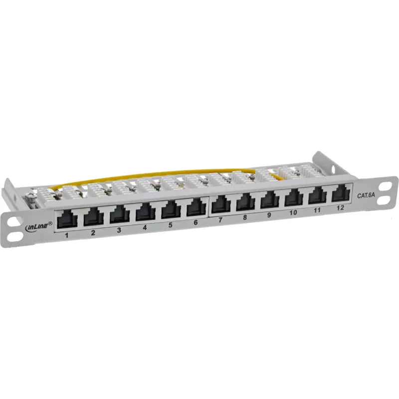 InLine Patchpanel 10 ιντσών Cat.6A 0,5HE 12-Port, με προστασία σκόνης, γκρι