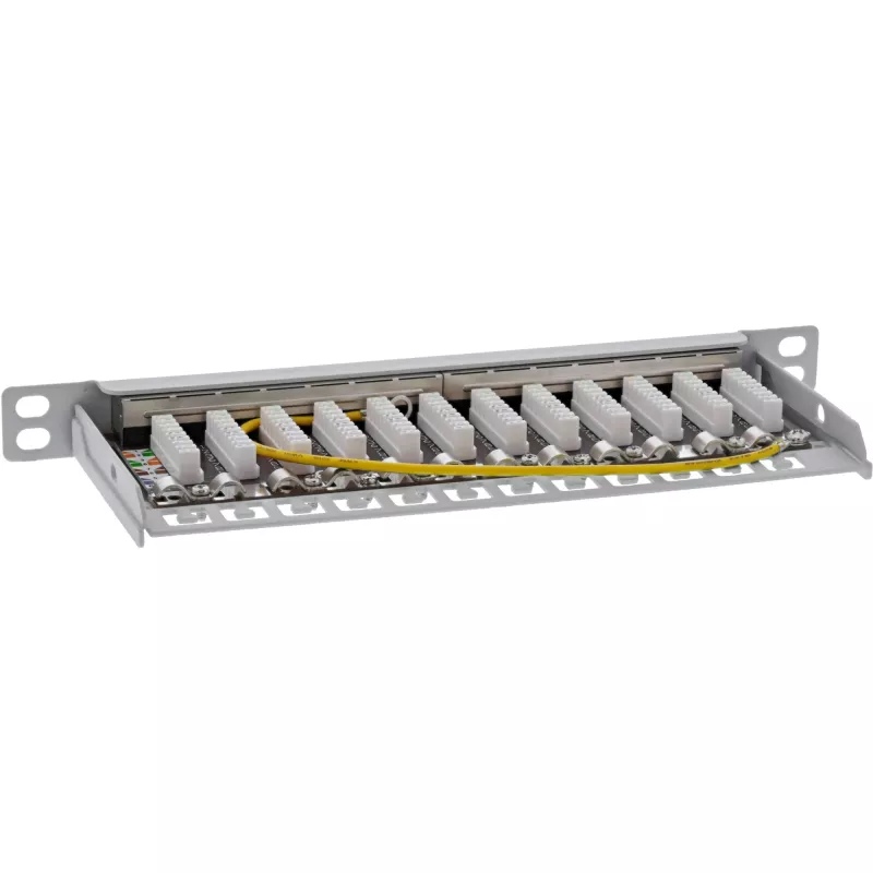 InLine Patchpanel 10 ιντσών Cat.6A 0,5HE 12-Port, με προστασία σκόνης, γκρι