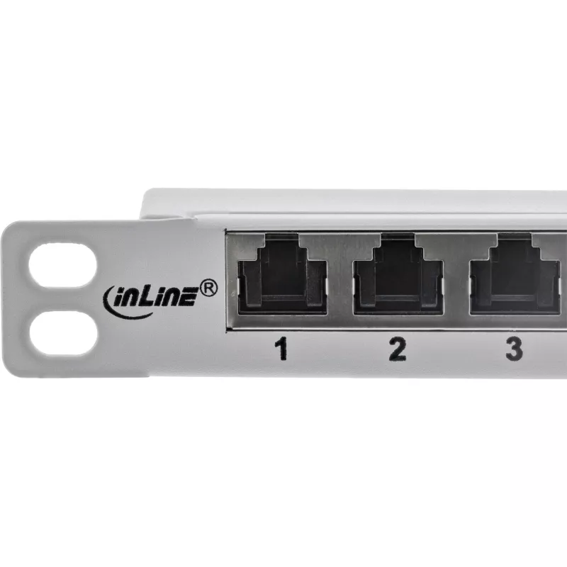 InLine Patchpanel 10 ιντσών Cat.6A 0,5HE 12-Port, με προστασία σκόνης, γκρι