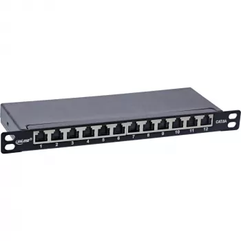 InLine Patchpanel 10 ιντσών Cat.6A 0,5HE 12-Port, με προστασία σκόνης, μαύρο