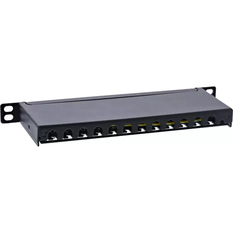 InLine Patchpanel 10 ιντσών Cat.6A 0,5HE 12-Port, με προστασία σκόνης, μαύρο