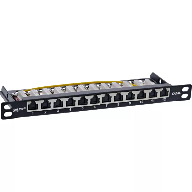 InLine Patchpanel 10 ιντσών Cat.6A 0,5HE 12-Port, με προστασία σκόνης, μαύρο
