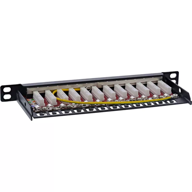 InLine Patchpanel 10 ιντσών Cat.6A 0,5HE 12-Port, με προστασία σκόνης, μαύρο