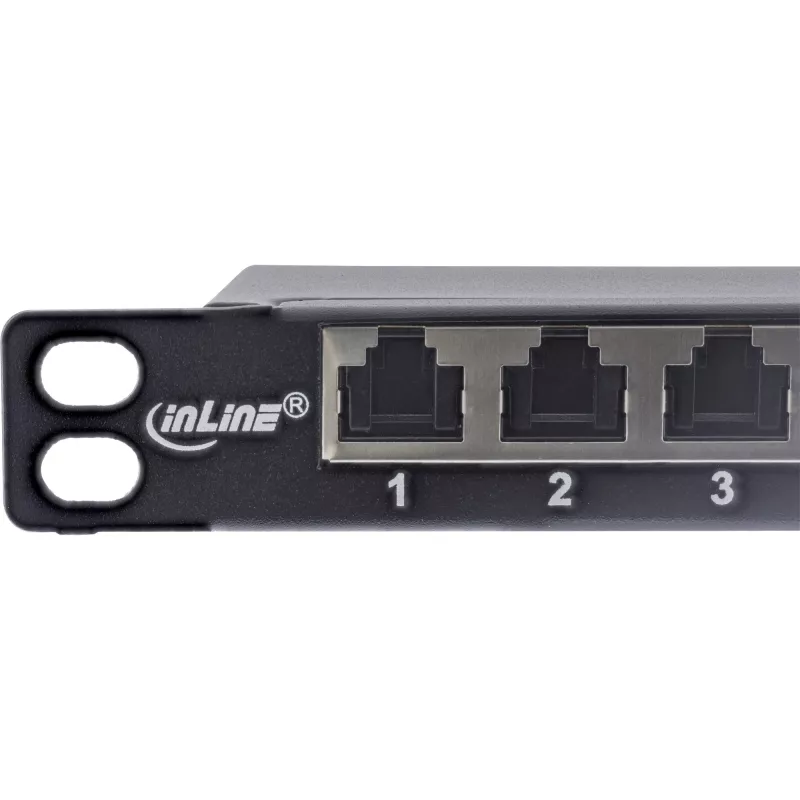 InLine Patchpanel 10 ιντσών Cat.6A 0,5HE 12-Port, με προστασία σκόνης, μαύρο