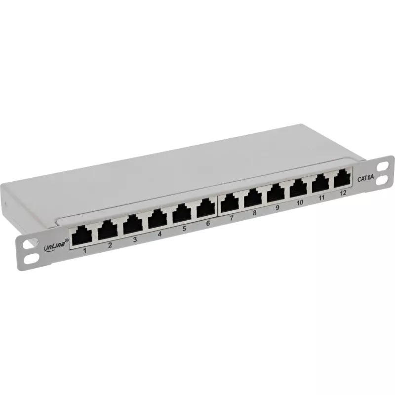InLine Patchpanel 10 ιντσών Cat.6A 0,5HE 12-Port ανοιχτό γκρι RAL7035