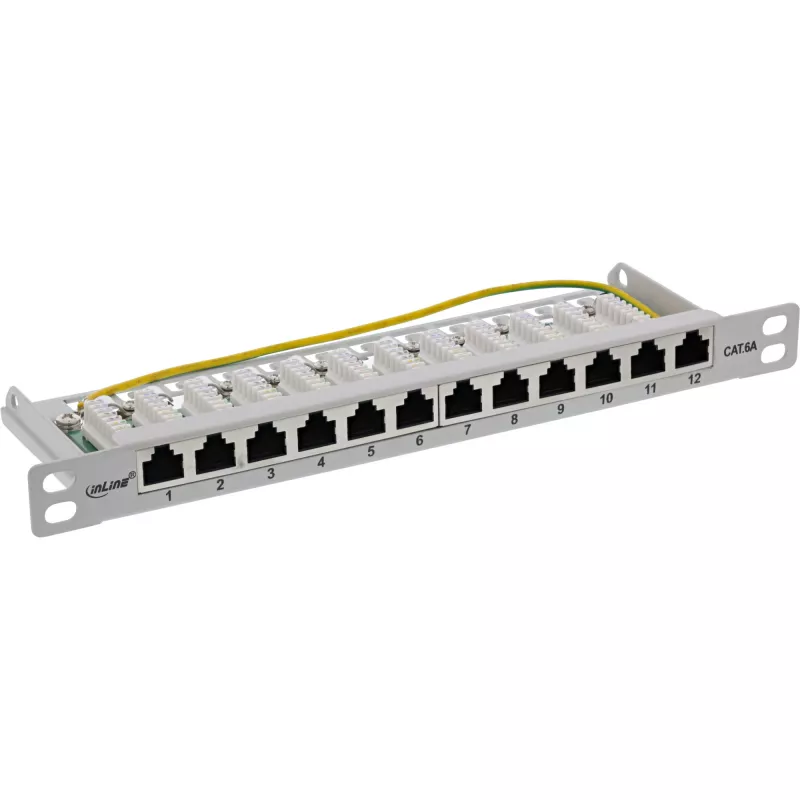 InLine Patchpanel 10 ιντσών Cat.6A 0,5HE 12-Port ανοιχτό γκρι RAL7035
