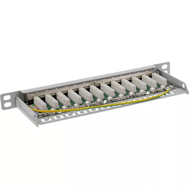 InLine Patchpanel 10 ιντσών Cat.6A 0,5HE 12-Port ανοιχτό γκρι RAL7035