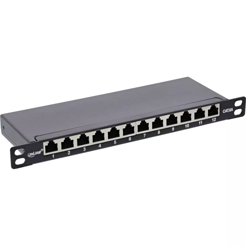 InLine Patchpanel 10 ιντσών Cat.6A 0,5HE 12-Port μαύρο RAL9005